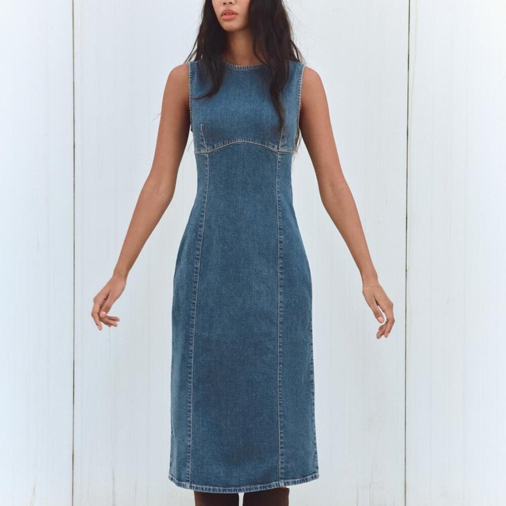 ZARA DENIM MIDI DRESS